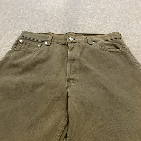 vtg Y2K Levi's 501 Jeans Mens 36 Fits 34x32 Olive Denim Distressed Straight - Picture 4 of 11